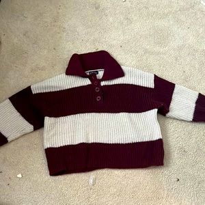 Maroon and white size 10 kids art class sweater.